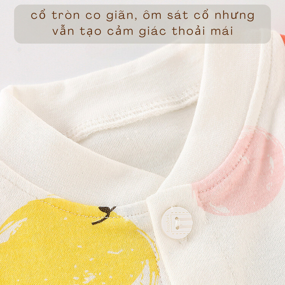 Bộ quần áo dài tay thu đông cho bé cài giữa chất cotton 100% size từ 4-12kg BODM01
