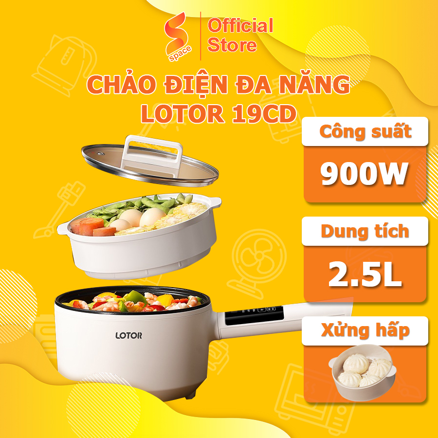 Chảo Điện Đa Năng Lotor 19CD Nồi Điện Thông Minh Dung Tích 2.5L Công Suất 900W Xào Nấu Siêu Nhanh Hàng Chính Hãng