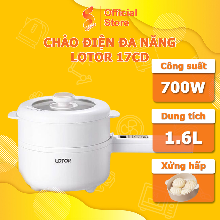 Chảo Điện Đa Năng Lotor 17CD Nồi Lẩu Điện Dung Tích 1.6L Chảo Chống Dính Đa Năng Hàng Chính Hãng Bảo Hành 12 Tháng