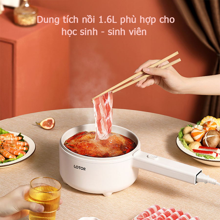 Chảo Điện Đa Năng Lotor 17CD Nồi Lẩu Điện Dung Tích 1.6L Chảo Chống Dính Đa Năng Hàng Chính Hãng Bảo Hành 12 Tháng