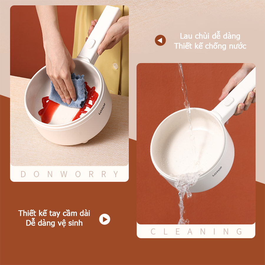 Chảo Điện Đa Năng Lotor 17CD Nồi Lẩu Điện Dung Tích 1.6L Chảo Chống Dính Đa Năng Hàng Chính Hãng Bảo Hành 12 Tháng