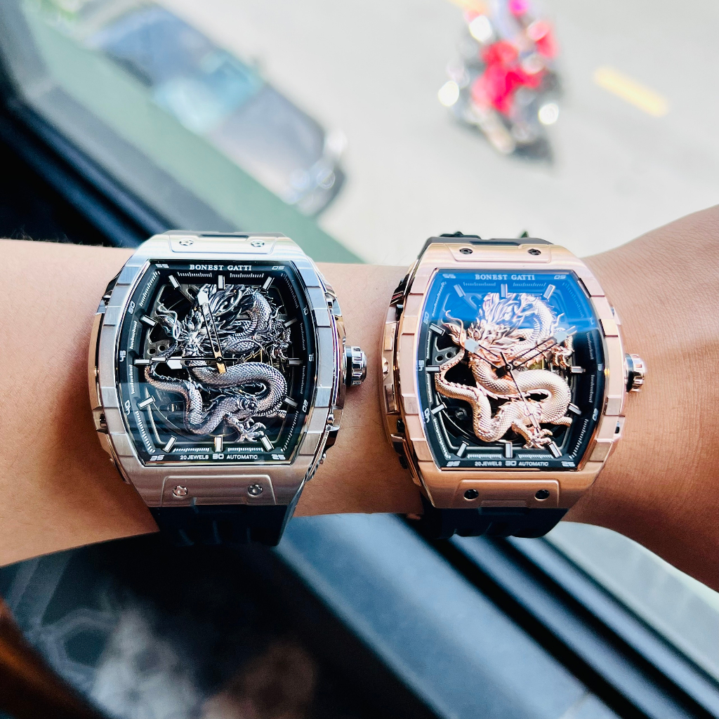 Đồng hồ Nam Bonest Gatti BG5606G Máy Cơ  Phiên Bản Rồng Vàng Tặng Kèm Mô Hình Xe Đua