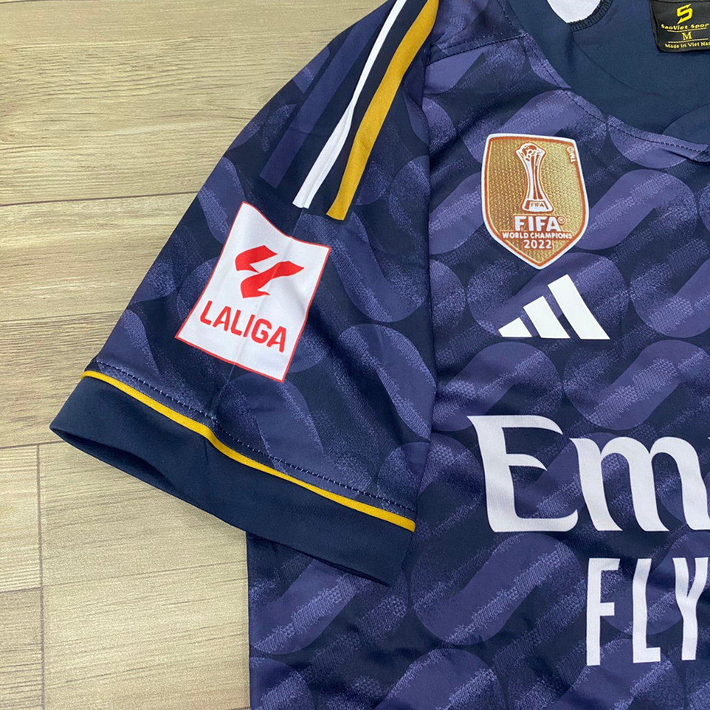 Bộ quần áo bóng đá Real tím xám SV2024 in tên BELLINGHAM số 5 -font cup