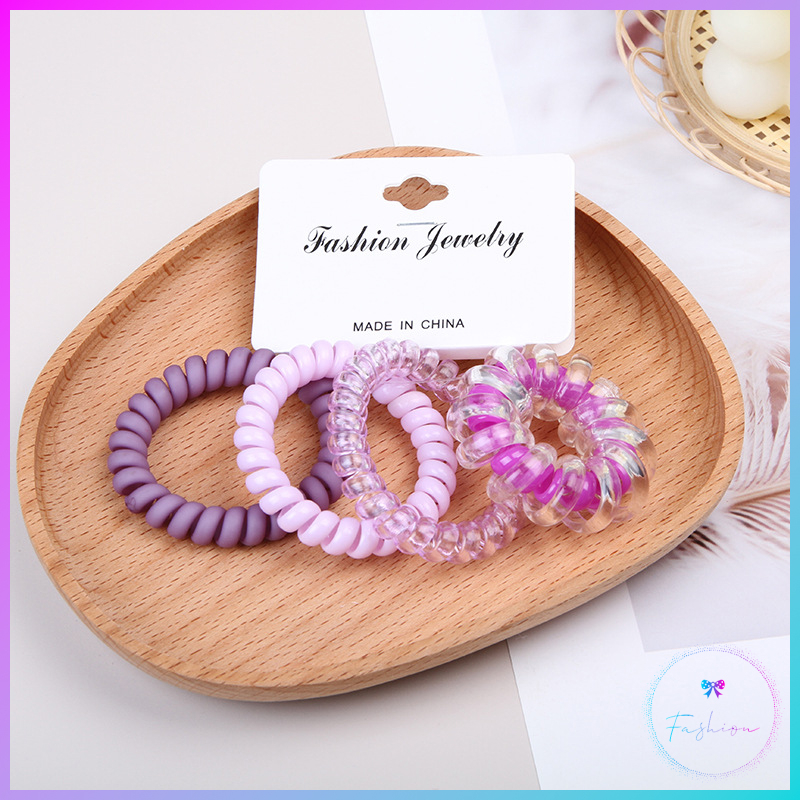 Dây buộc tóc lò xo gói 4 cái nhiều màu xinh xắn - 2948