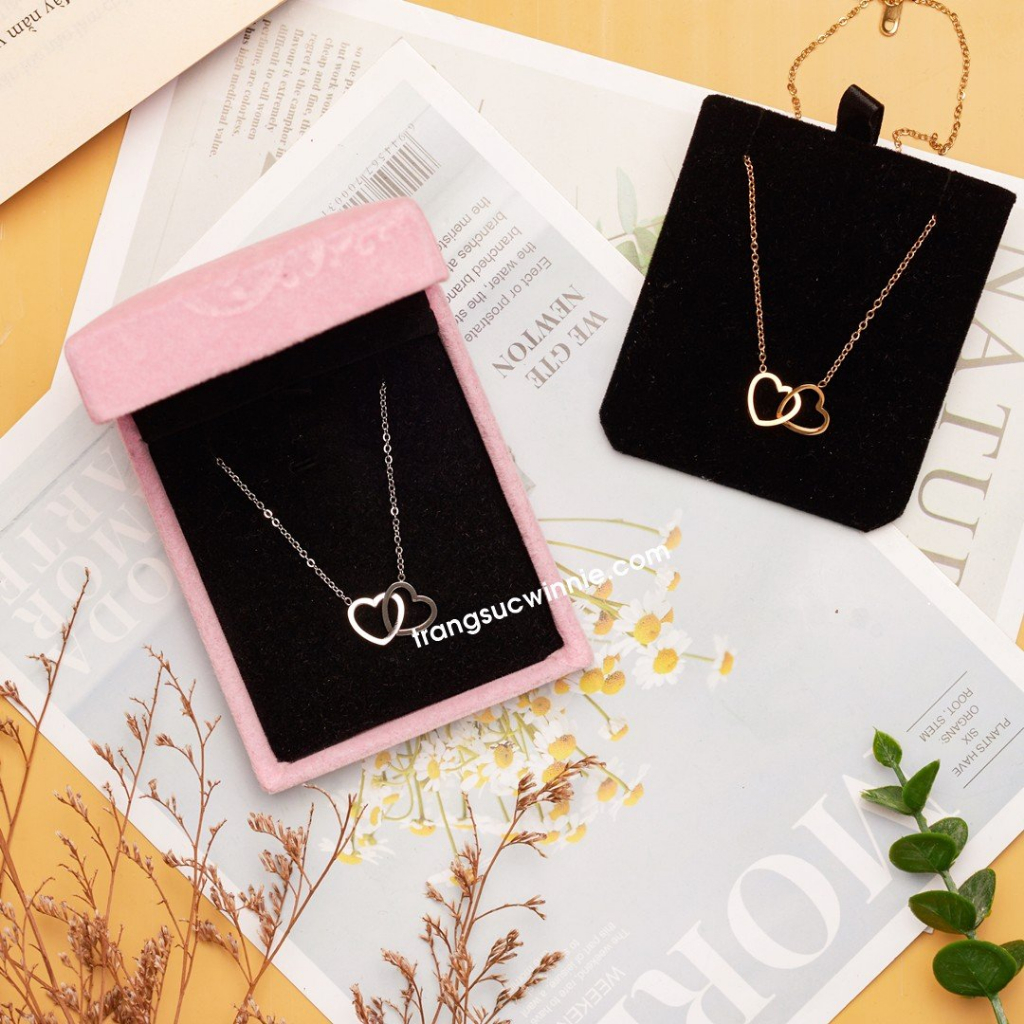 Dây chuyền nữ titan Tim đôi B