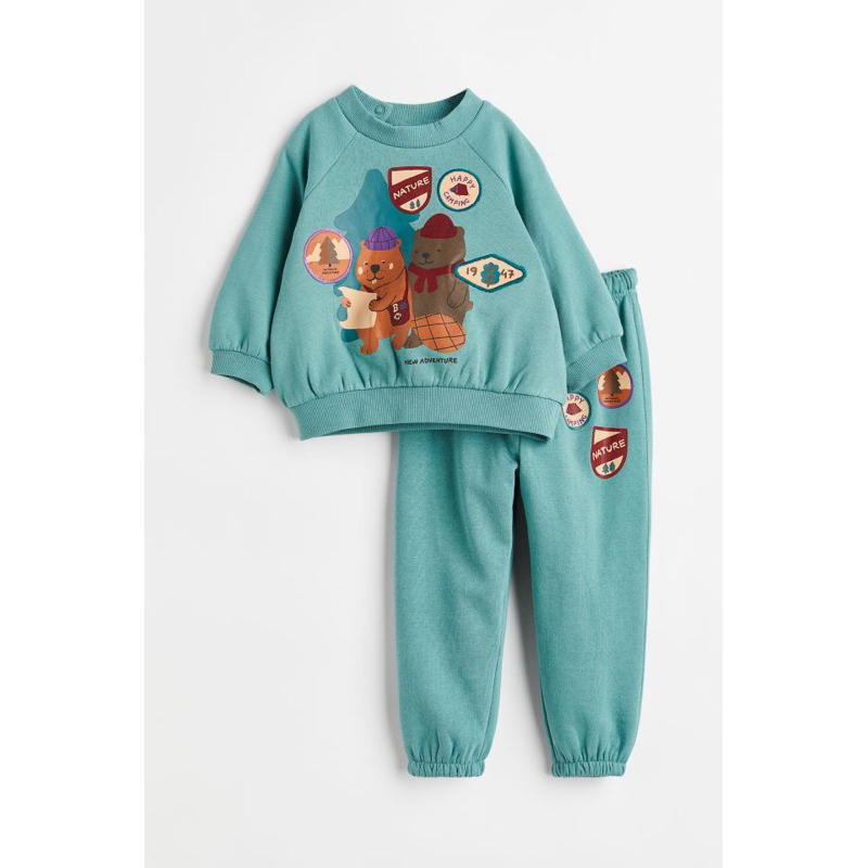 Bộ nỉ bé trai hm aut | Chính hãng | áo nỉ bông quần cotton