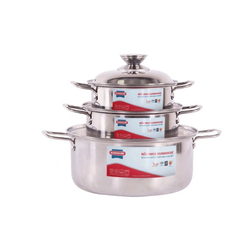 Bộ Nồi Sunhouse SH224 Inox Cao Cấp Dành Cho Mọi Loại Bếp
