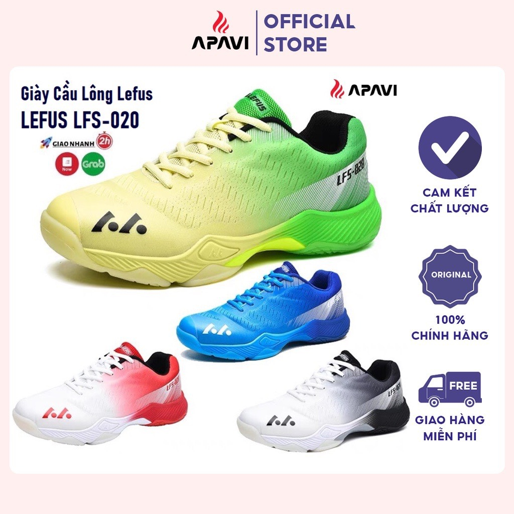 Giày cầu lông Lefus L020 xanh năng động, siêu phẩm, da PU, lưới thoáng khí, EVA đàn hồi