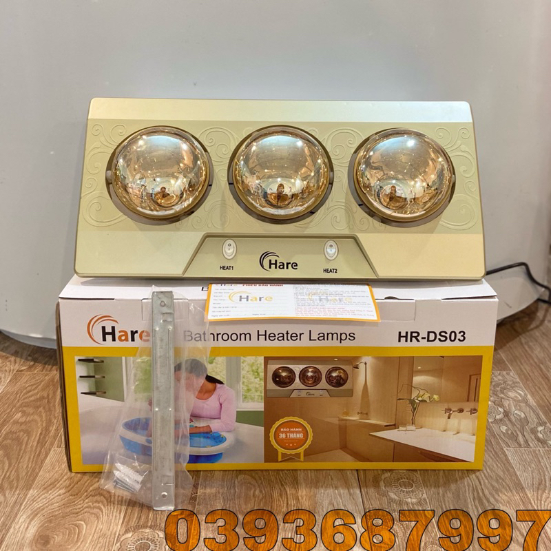 🥰Đèn Sưởi Nhà Tắm 2-3 Bóng Hare Làm Ấm Nhanh-Không Gây Khô Da-Công Suất 550w-825w Bảo hành 36 Tháng
