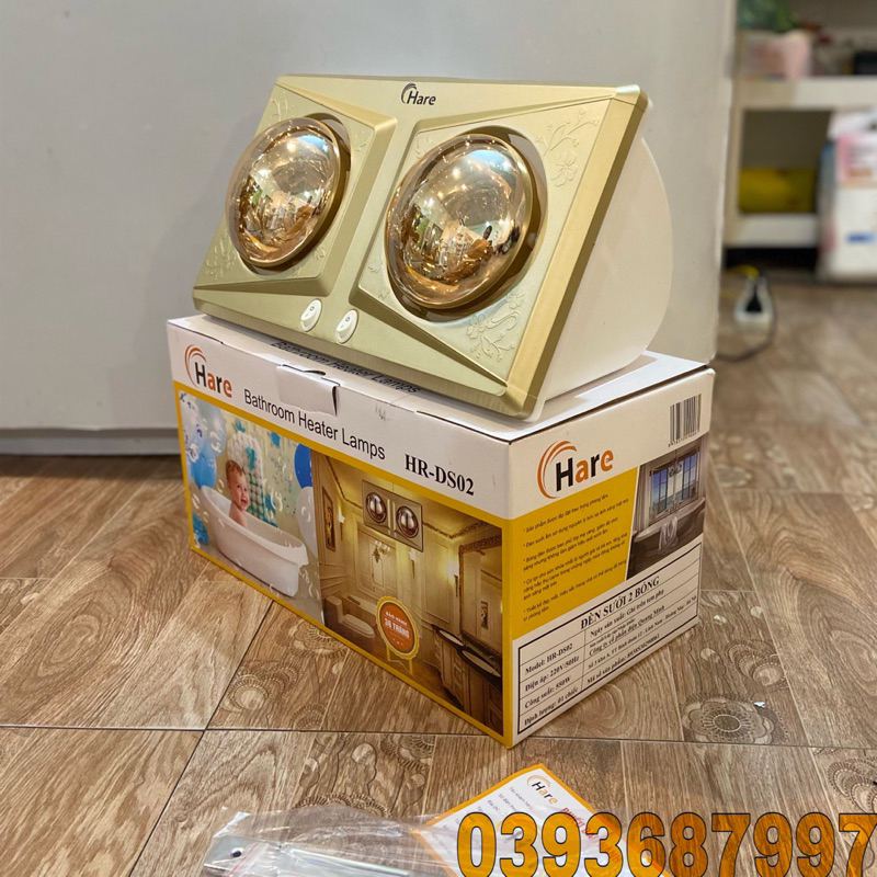 🥰Đèn Sưởi Nhà Tắm 2-3 Bóng Hare Làm Ấm Nhanh-Không Gây Khô Da-Công Suất 550w-825w Bảo hành 36 Tháng