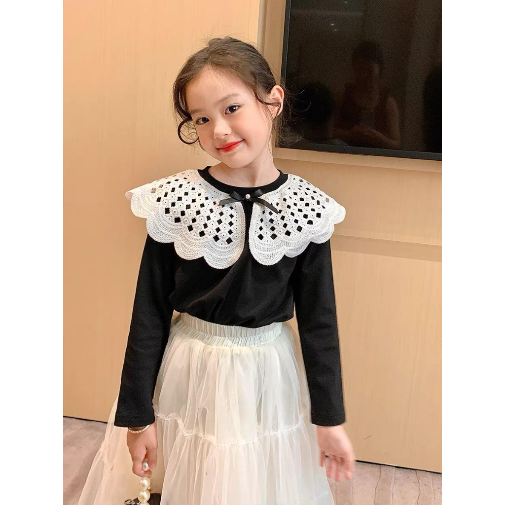 Set chân váy xòe và áo cotton cách điệu mùa thu cho bé gái Danchau 832