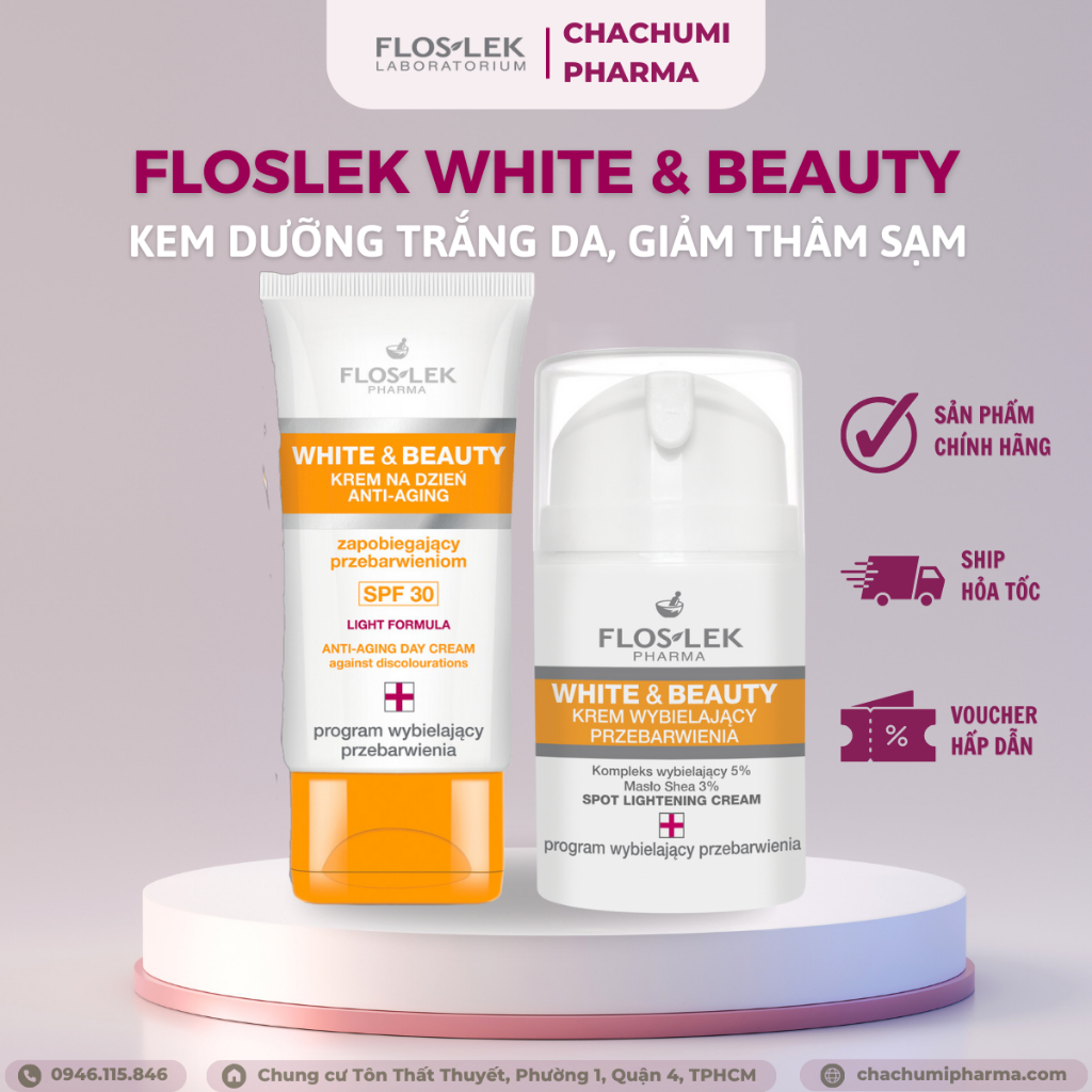 Kem dưỡng Floslek trắng da, giảm thâm sạm nám White & Beauty