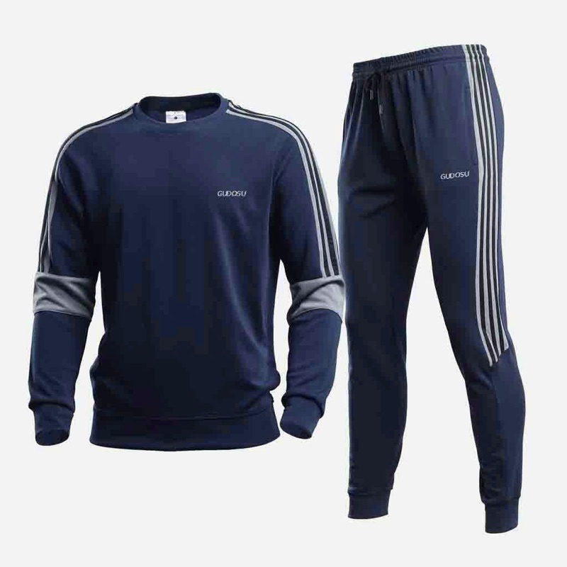 Bộ thể thao nam dài tay, bộ thu đông nam cổ tròn chất Poly dày dặn phối màu trẻ trung năng động