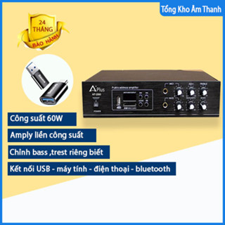 [ Kết Nối Bluetooth ] Amply liền công suất 60w nghe nhạc bằng điện thoại - máy tính - cắm USB dành cho quán spa cafe