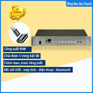 [ Chia 5 Vùng ] Amply kết nối Bluetooth , cắm USB , máy tính ,điện thoại chuyên dụng cho loa âm trần - loa treo tường