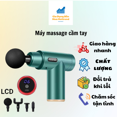 Máy massage cầm tay mini,  máy mát xa cổ vai gáy, máy đấm lưng trị liệu 4 đầu 6 chế độ cao cấp