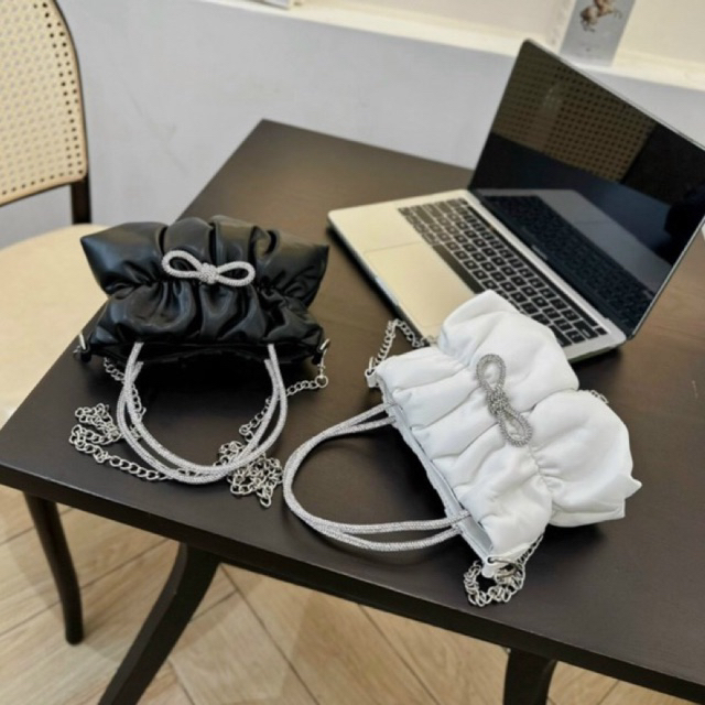 Tui xách nữ rúm nơ có tay cầm sang chảnh, túi đeo chéo thời trang