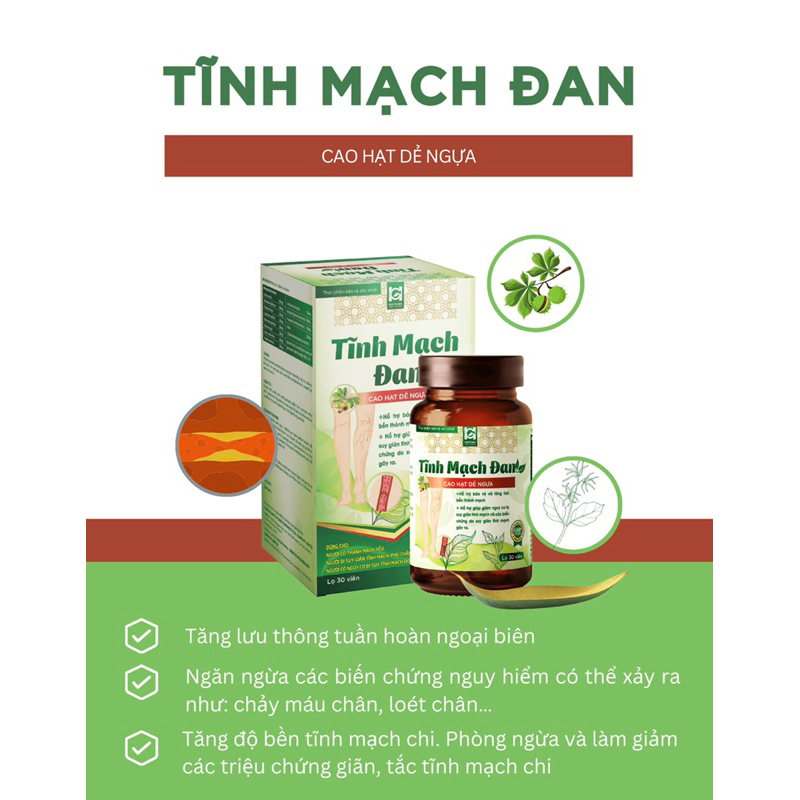Viên uống suy giãn tĩnh mạch chân Tĩnh Mạch Đan