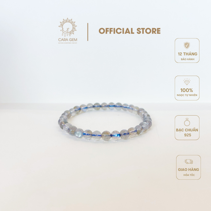 Vòng đá xà cừ - hắc nguyệt quang size 5mm hợp ngũ mệnh, mang lại bình an hạnh phúc Cara Gem CR35