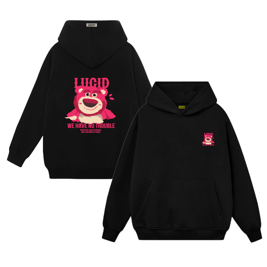 Áo Hoodie Local Brand Unisex LUCID GẤU DÂU Nam Nữ Nỉ Bông Mũ 2 Lớp