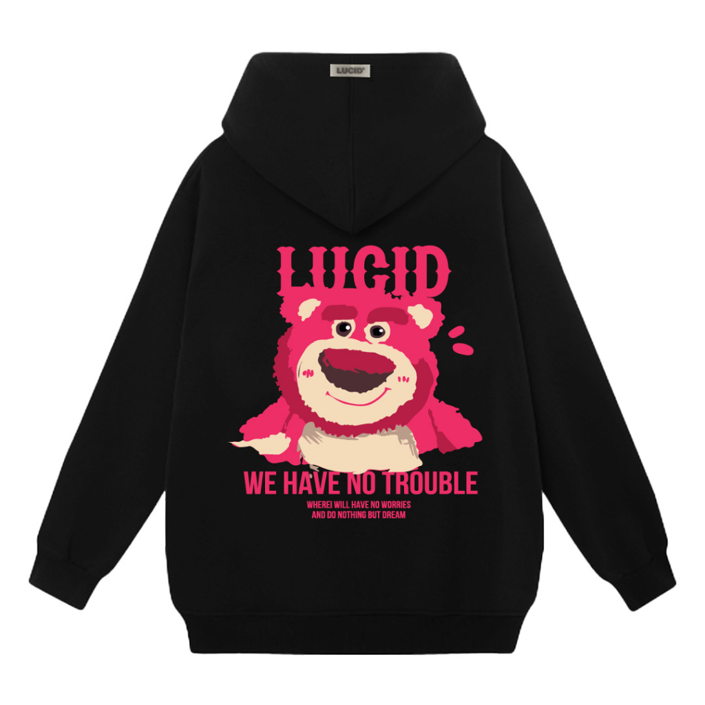 Áo Hoodie Local Brand Unisex LUCID GẤU DÂU Nam Nữ Nỉ Bông Mũ 2 Lớp