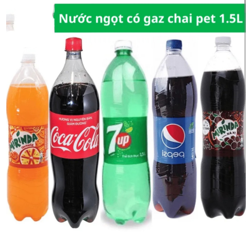 Nước Ngọt có gas Chai 1.5 Lít Pepsi, Coca, 7 up và Mirinda Xá xị cam