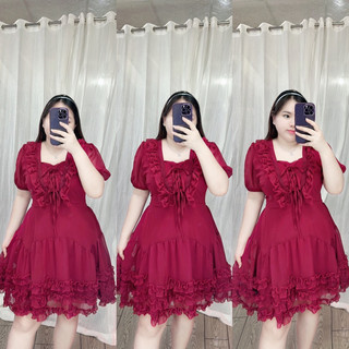 [Bigsize 60-85kg] Đầm voan 3 bèo
