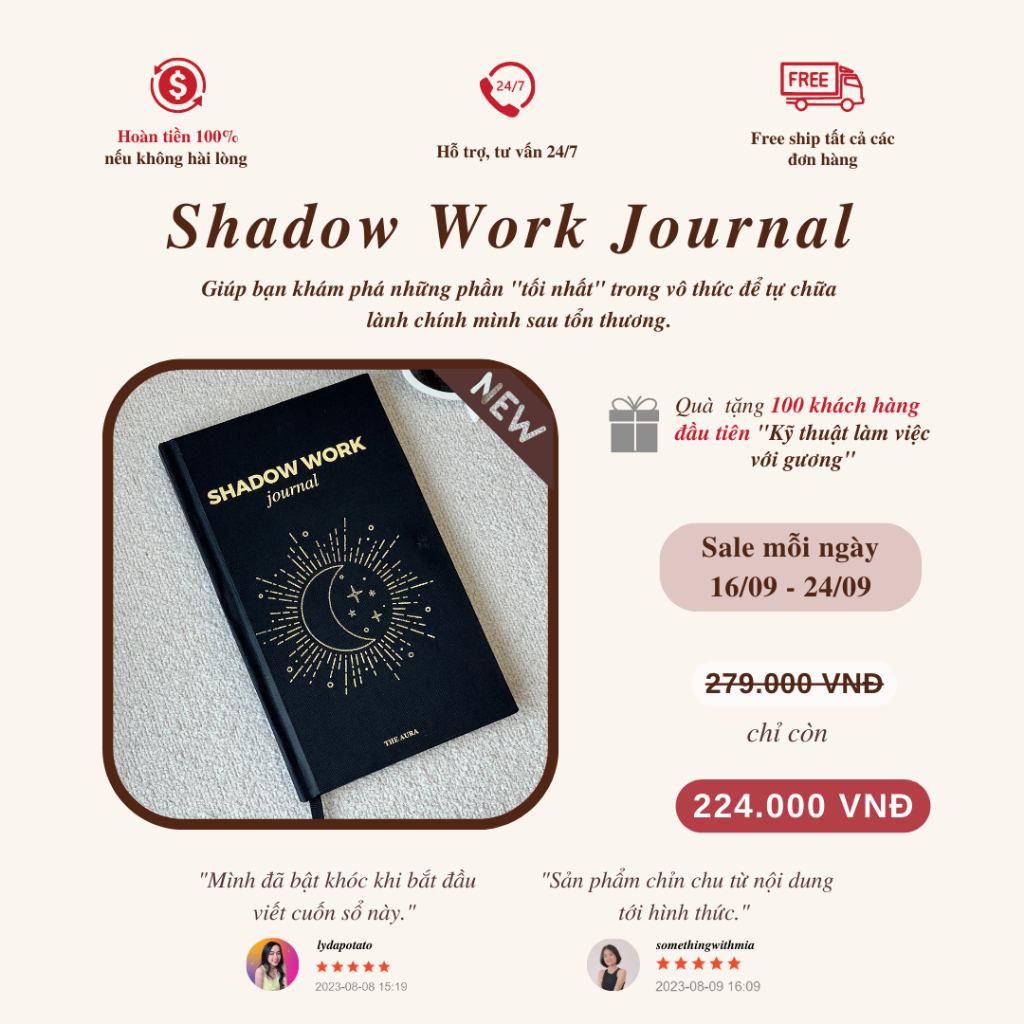 Sổ Tay, Sổ Nhật Ký Shadow Work - Giúp Bạn Đối Diện Với Phần Tối, Tha Thứ, Chấp Nhận Bản Thân