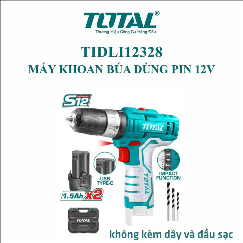 TOTAL Máy khoan búa pin 12V  TIDLI12328