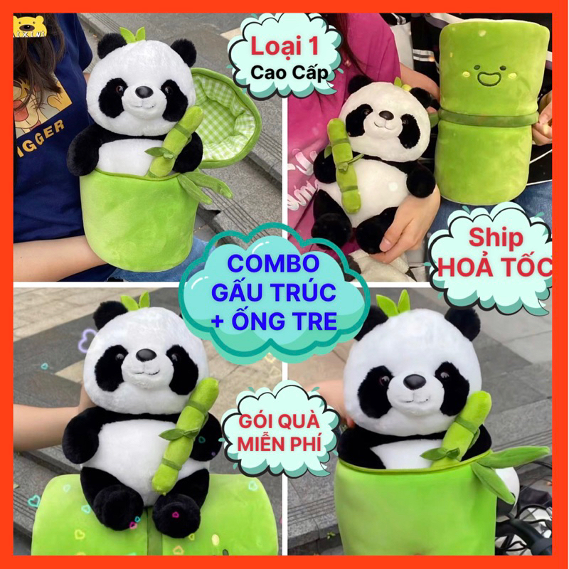 ❌LOẠI 1 - Thú Bông Gấu Panda,Gấu Trúc ỐNG TRE 40cm Cao Cấp,Chất Miniso Mềm