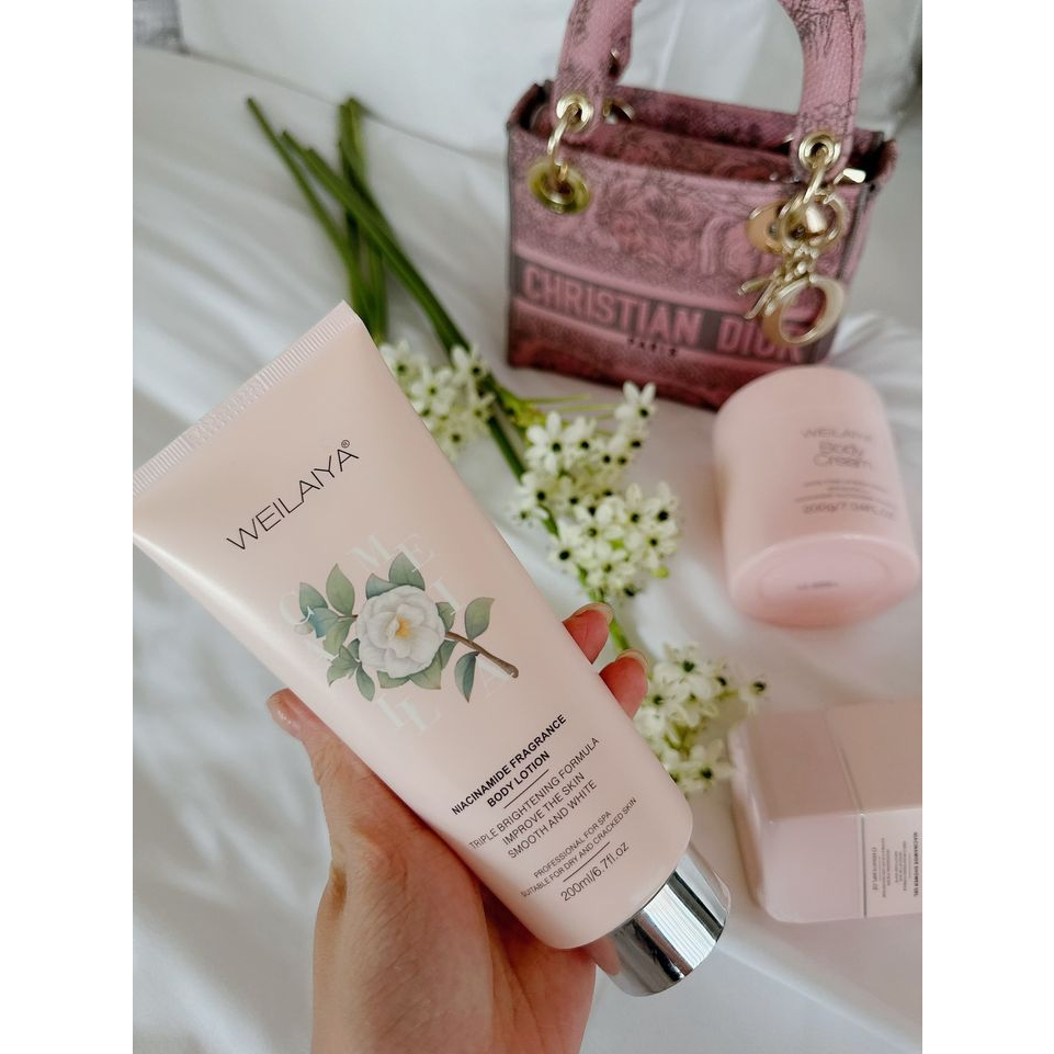 Serum dưỡng trắng cấp ẩm, ngăn ngừa lão hóa Hoa trà Body Lotion Weilaiya, 200ml