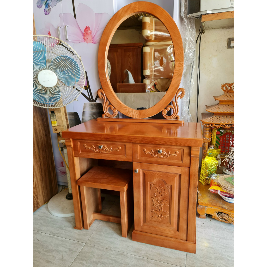 Bàn trang điểm  gỗ sồi dài 80cm kèm ghế