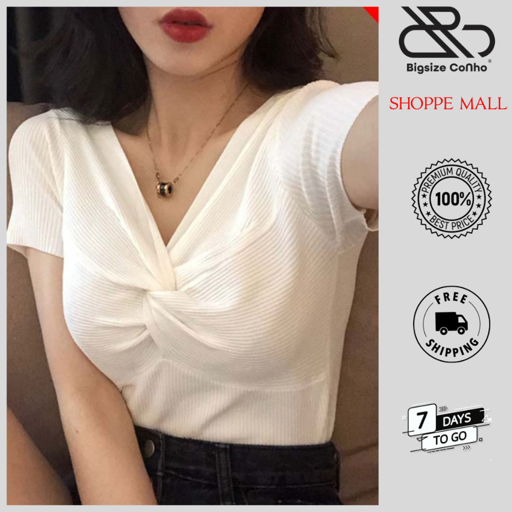 Áo Kiểu Bigsize Cô Nhỏ Xoắn Ngực ,Áo Croptop Big Size Nữ Vải Thun Gân Co Giãn Tôn Dáng Dễ Thương G100