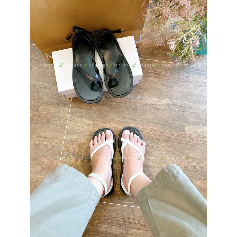 Sandal xỏ ngón chéo dây mảnh đế bánh mỳ cao 2 phân đi nhẹ chân, êm chân