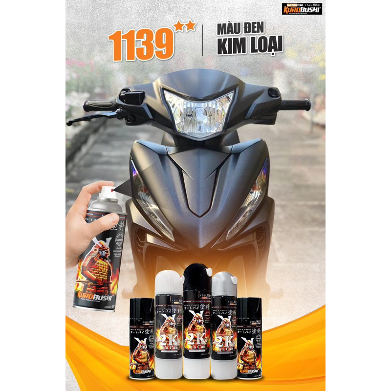 81/1139 Sơn xịt Samurai MÀU ĐEN KIM LOẠI