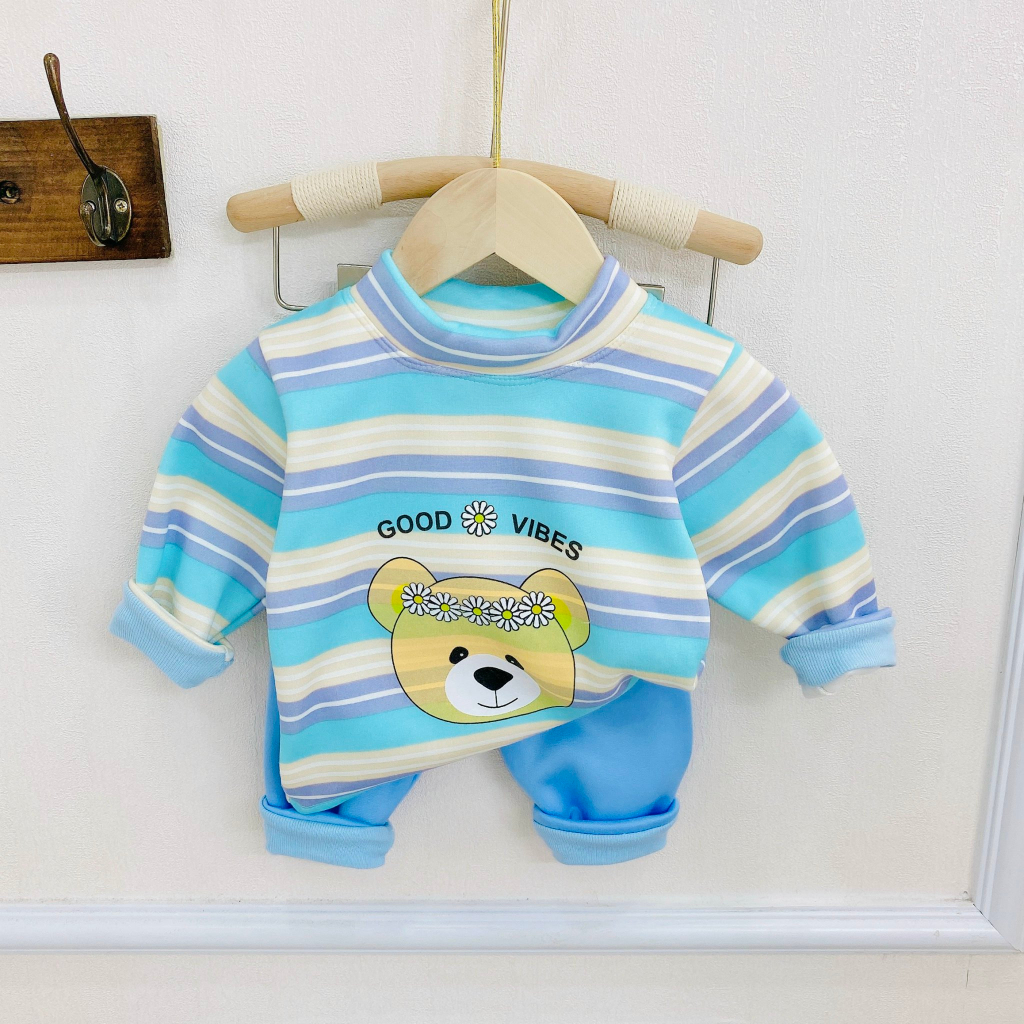 Bộ Quần Áo Thu Đông Nỉ Bông, bao ấm, bao xinh, mềm mịn, dài tay, cho bé trai, bé gái BD08