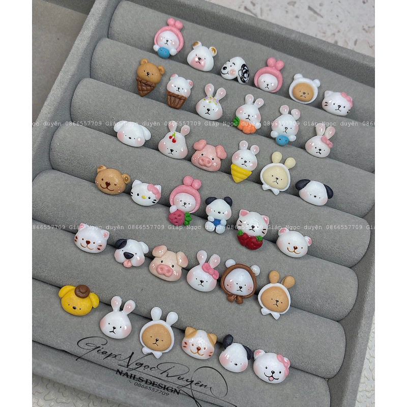 Charm vẽ thú bột Nail bảng B