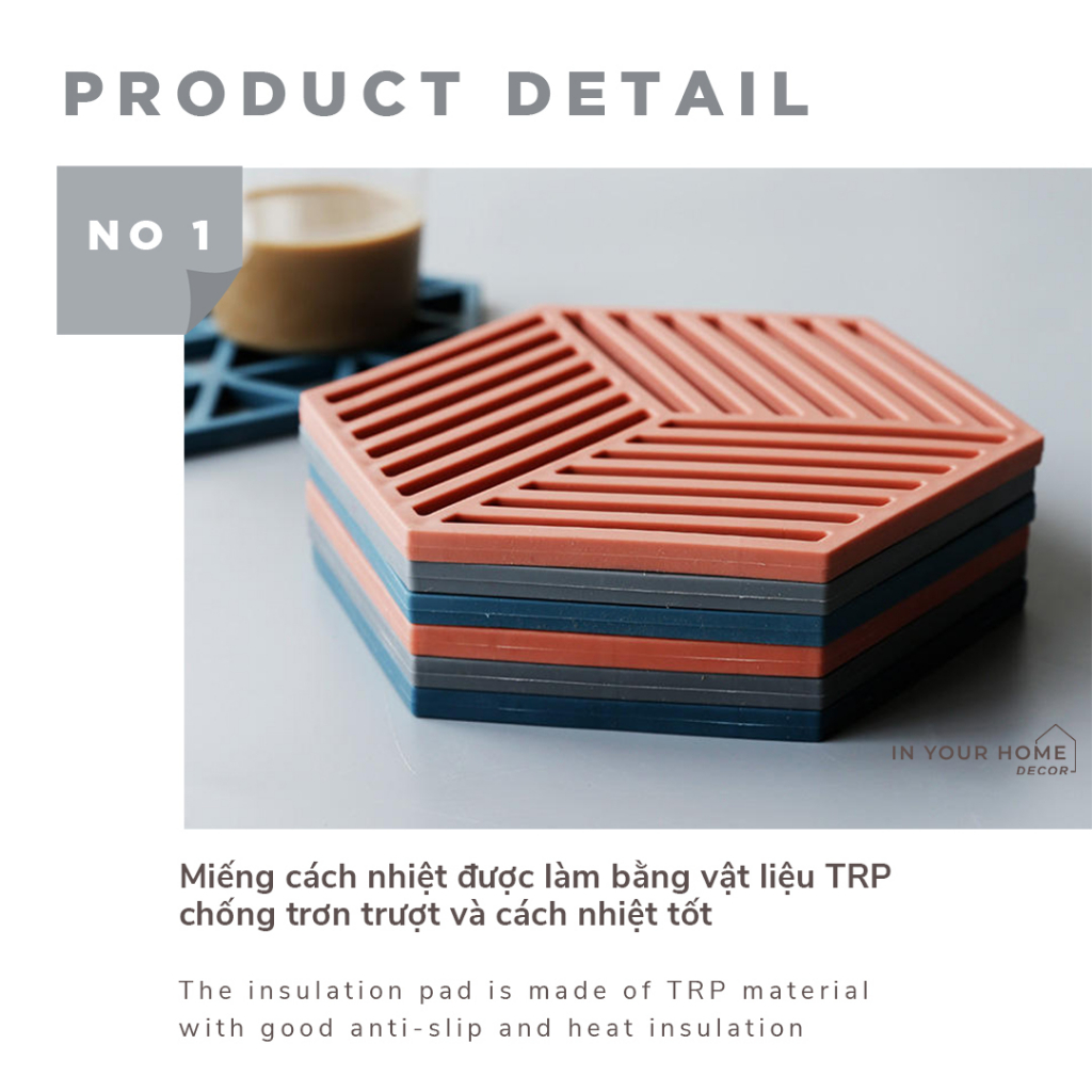 Đế lót nồi, ly để bàn bếp cách nhiệt bằng silicone phong cách Bắc Âu