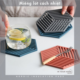 Đế lót nồi, ly để bàn bếp cách nhiệt bằng silicone phong cách Bắc Âu
