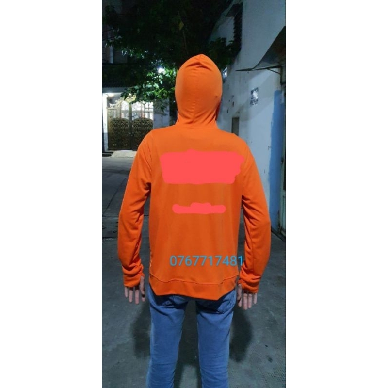 Áo khoác thun cam chất cotton cá sấu túi ngực rộng