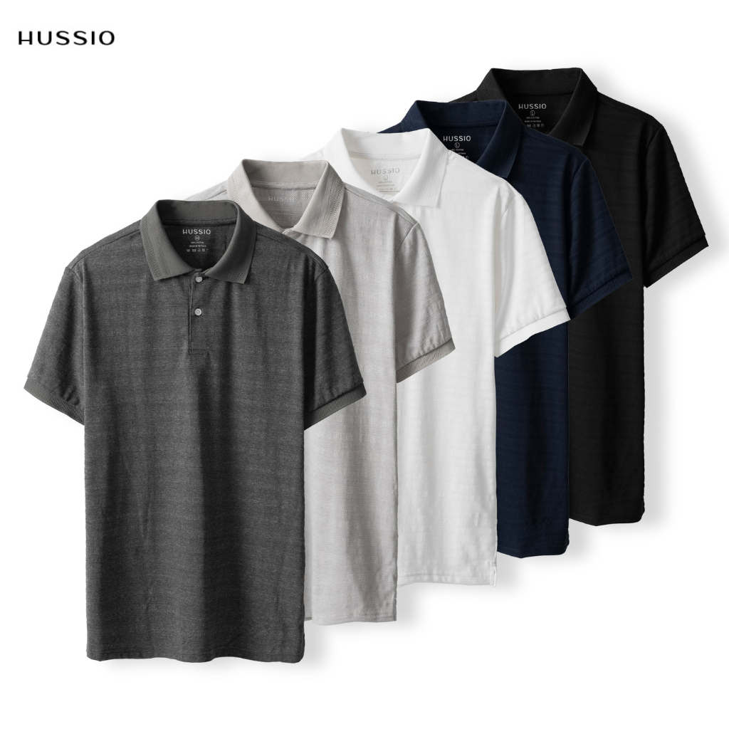 Áo POLO nam PREMIUM BASIC vải Cotton dệt kim cao cấp, thanh lịch, sang trọng - HUSSIO