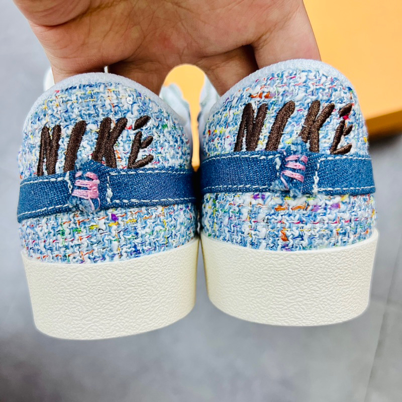 Giày Sneaker Cổ Thấp NK Blazer Low 77 Jumbo Feminino Denim Boucle Jean Swoosh Thổ Cẩm Hàng TC