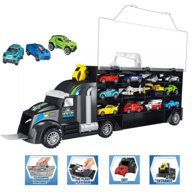 ĐỒ CHƠI XE CONTAINER TẢI CỠ LỚN 50CM KÈM 12 XE NHỎ