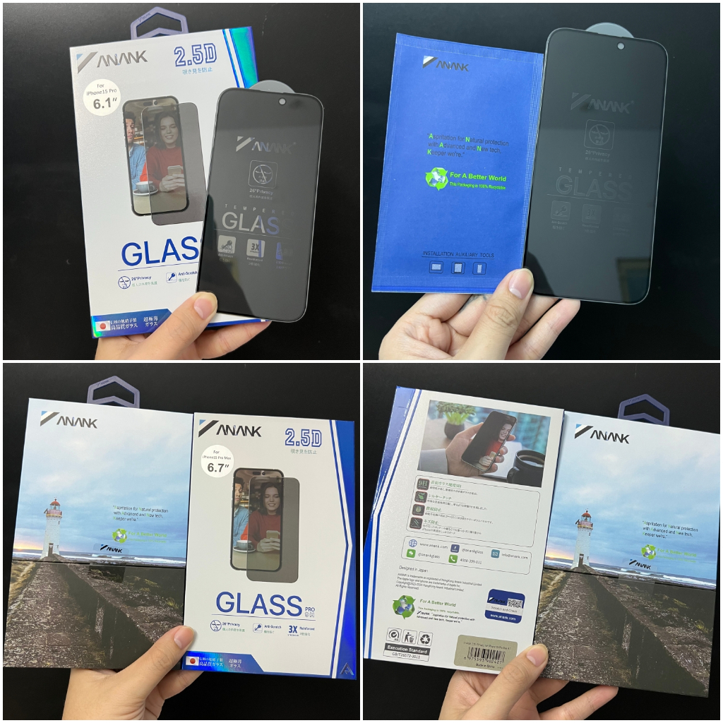 KÍNH CƯỜNG LỰC CHỐNG NHÌN TRỘM IPHONE 15 PRO MAX - 15 PRO - 15 PLUS - 15 ANANK VIỀN 2.5D CHÍNH HÃNG