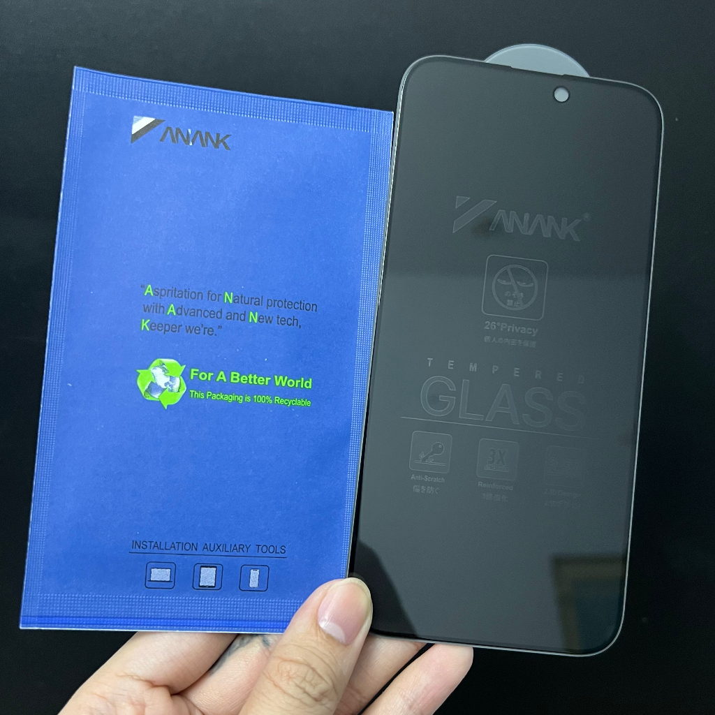 KÍNH CƯỜNG LỰC CHỐNG NHÌN TRỘM IPHONE 15 PRO MAX - 15 PRO - 15 PLUS - 15 ANANK VIỀN 2.5D CHÍNH HÃNG