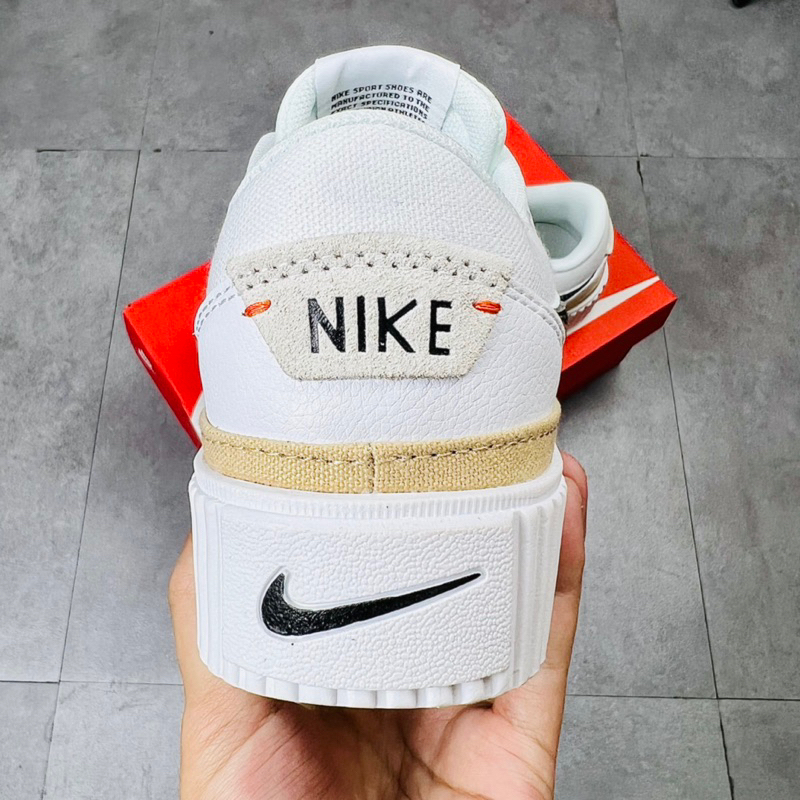 Giày Sneaker Độn Đế Cao NK Court Legacy Lift Low White Black Brown DM7590-100 Hàng SC