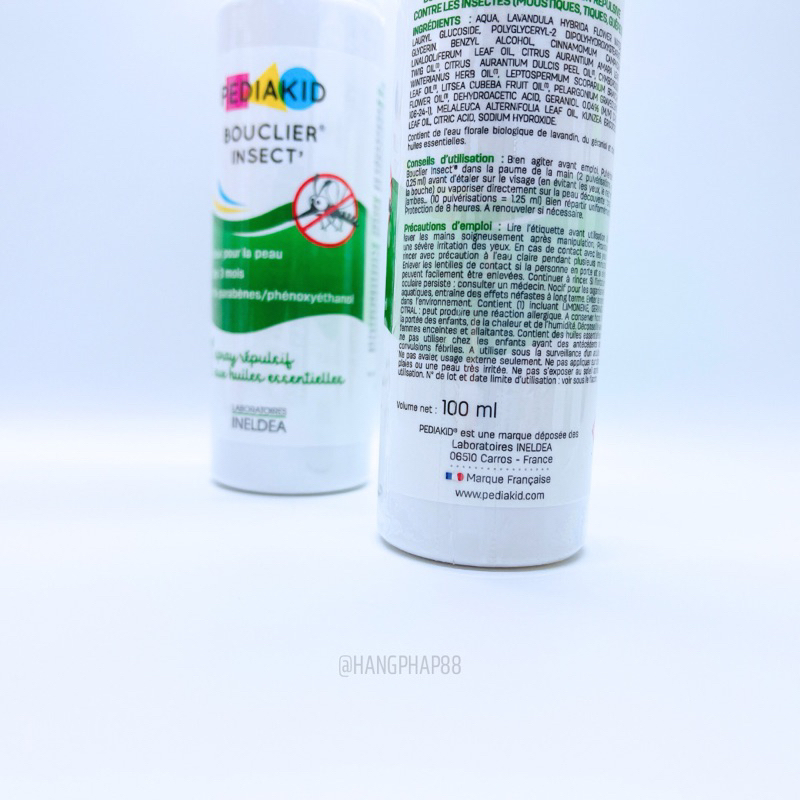 XỊT CHỐNG MUỖI PEDIAKID – 100% THẢO MỘC THIÊN NHIÊN- Pediakid Bouclier Insect Spray Action Préventive