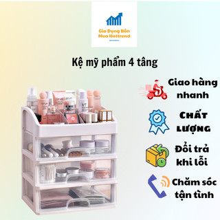 Kệ đựng mỹ phẩm, kệ đựng đồ trang điểm 4 tầng nhựa trọng suốt