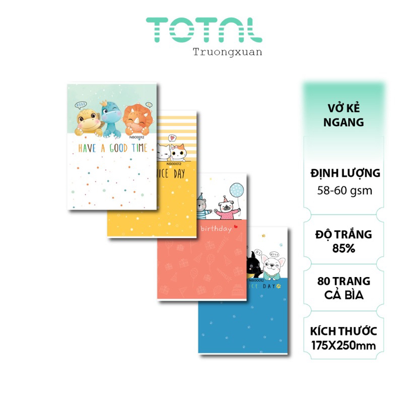 Vở kẻ ngang 80 trang Total  NB00012- 05 Quyển