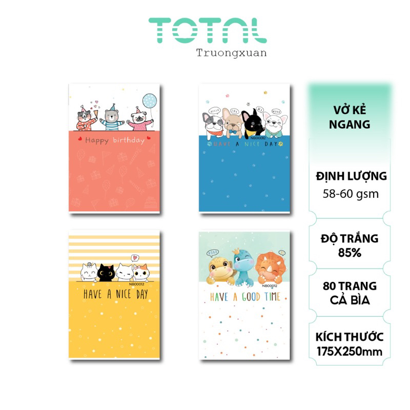 Vở kẻ ngang 80 trang Total  NB00012- 05 Quyển